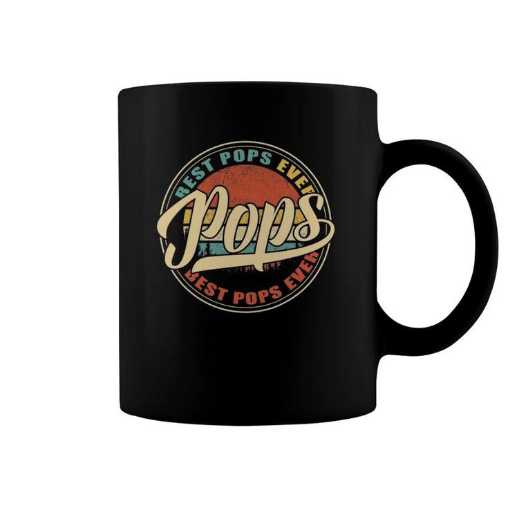 Mens Best Pops Ever Vintage Retro Funny Gifts Dad Papa Coffee Mug