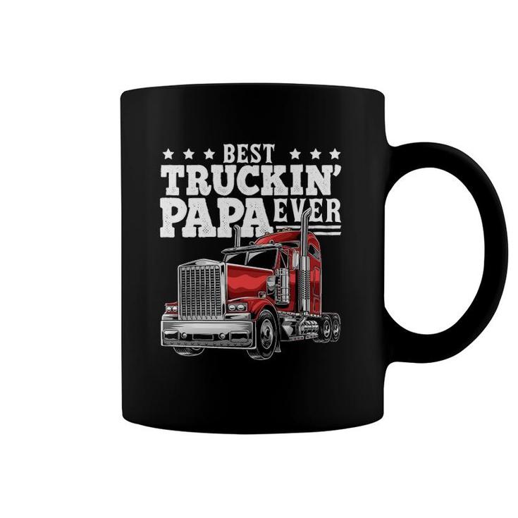 Mens Best Truckin Papa Ever Big Rig Trucker Father's Day Gift Men Coffee Mug