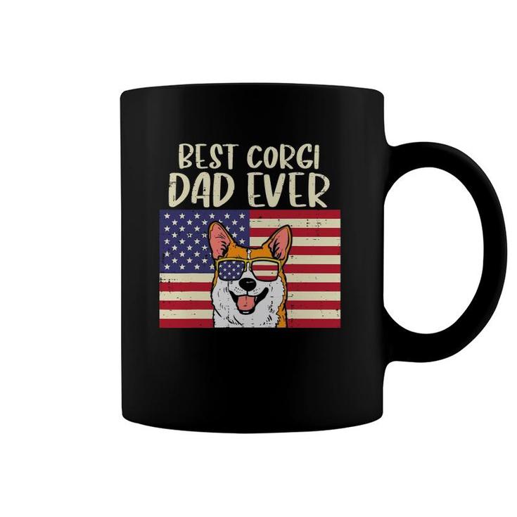 Mens Best Welsh Corgi Dad Ever Us Flag Patriotic Pet Dog Men Gift Coffee Mug