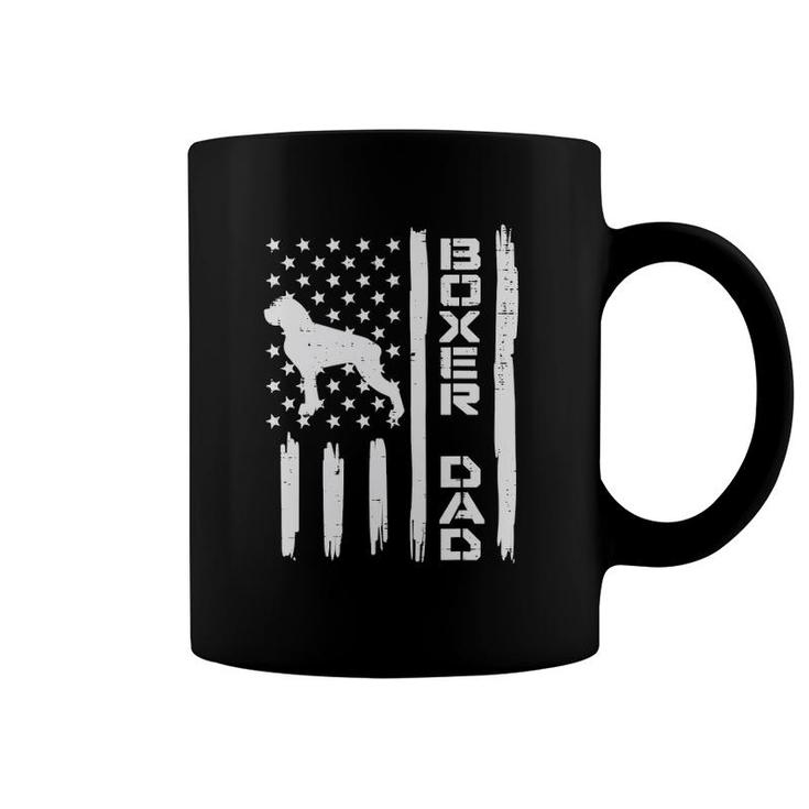 Mens Boxer Dad Us Flag Vintage Patriotic Dog Lover Owner Men Gift Coffee Mug
