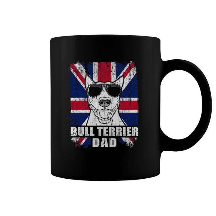 Mens Bull Terrier Dad Cool Uk Flag Vintage Retro Coffee Mug