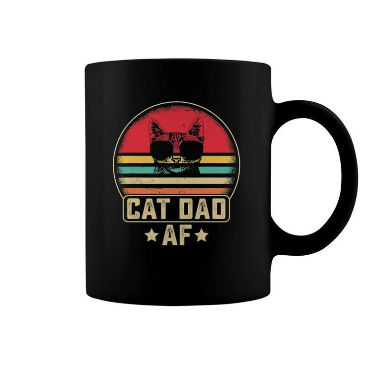 Mens Cat Dad Af Funny Daddy Fathers Day Retro Vintage Design Coffee Mug