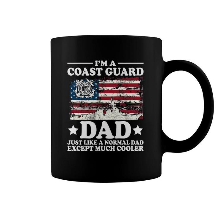 Mens Coast Guard Dad American Flag Military Family Gift Coffee Mug