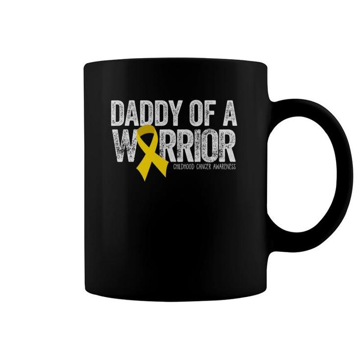 Mens Daddy Of A Warrior Childhood Cancer Dad Ribbon Coffee Mug