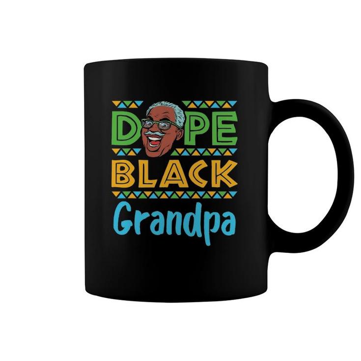 Mens Dope Black Grandpa African American Melanin Father's Day Coffee Mug