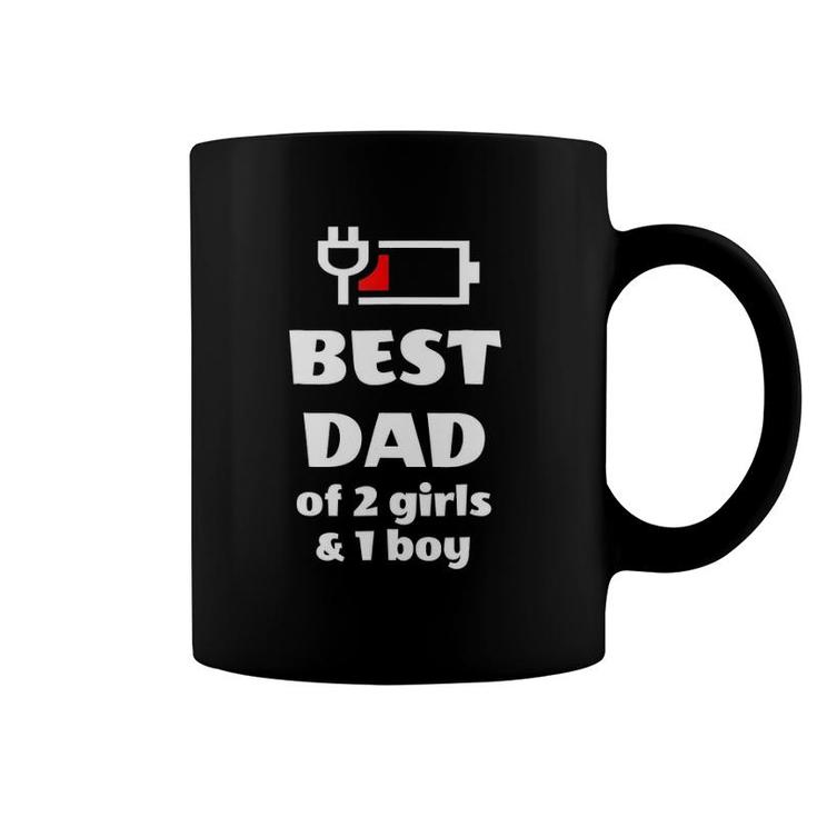 Mens Fathers Day Gift For Dad Of 2 Girls 1 Boys From Wife Coffee Mug
