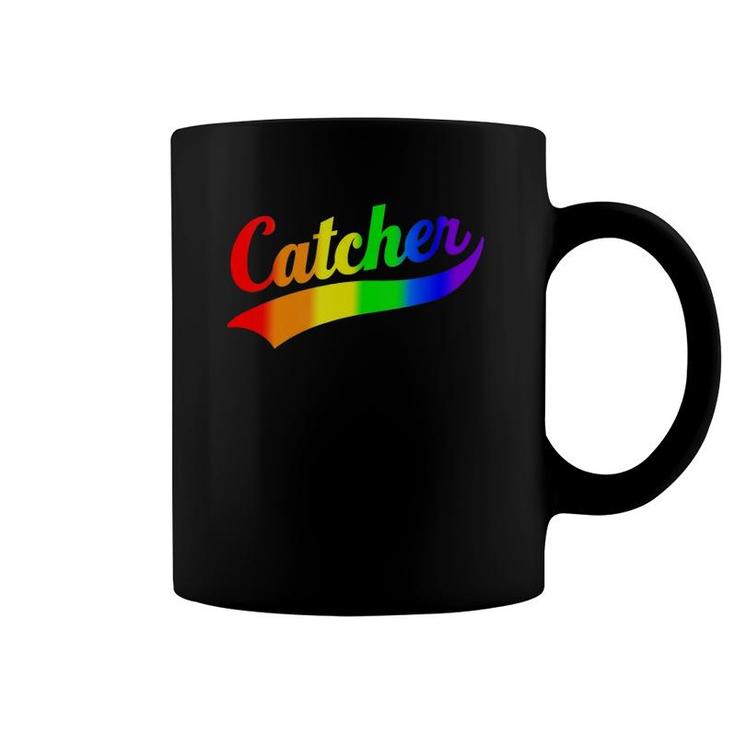 Mens Funny Catcher Rainbow Gay Pride  Coffee Mug