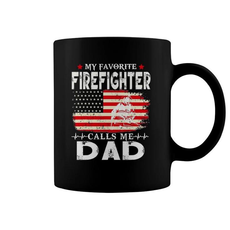 Mens Funny Gift My Favorite Firefighter Calls Me Dad Father's Day Coffee Mug
