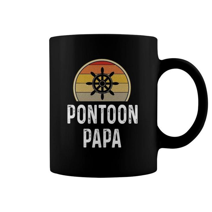Mens Funny Pontoon Papa  Boat Owner Gifts Grandpa Dad Retro Coffee Mug