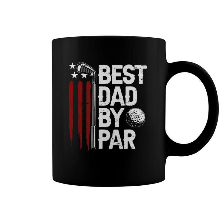 Mens Golf Best Dad By Par Daddy Golfer American Flag Father's Day Coffee Mug