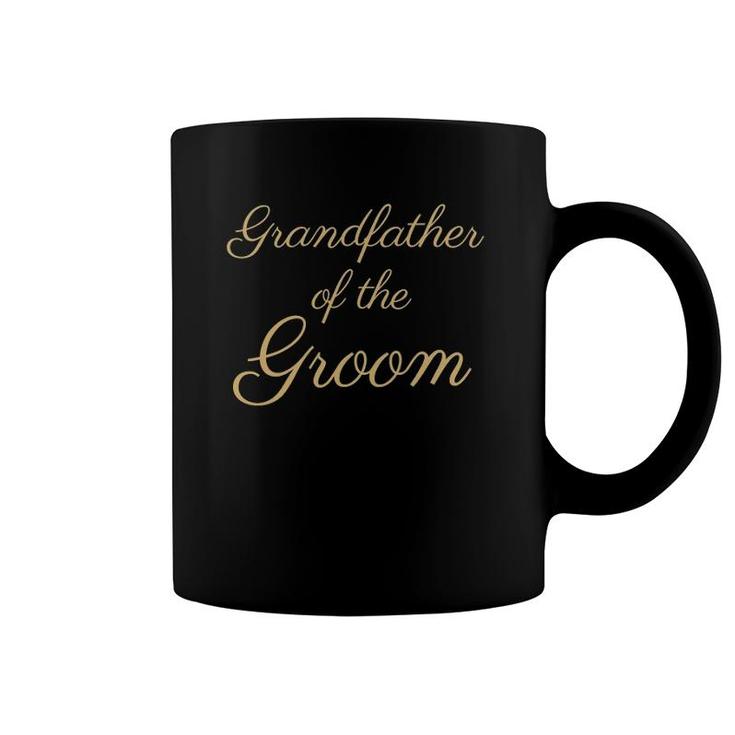 Mens Grandfather Of The Groom Gold Script Font Wedding Coffee Mug