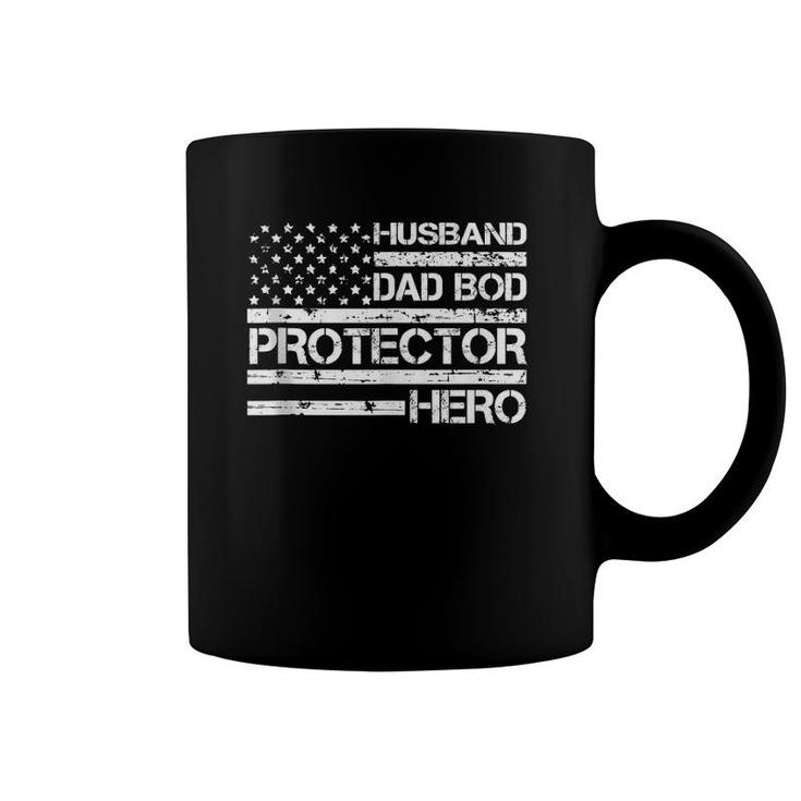 Mens Husband Daddy Protector Hero Fathers Day Funny Dad Bod Coffee Mug