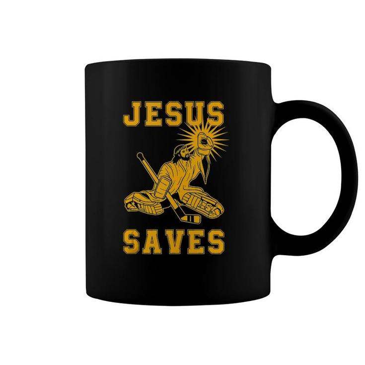 Mens Jesus Saves Ice Hockey Goalie Sport Religious Christian  Coffee Mug