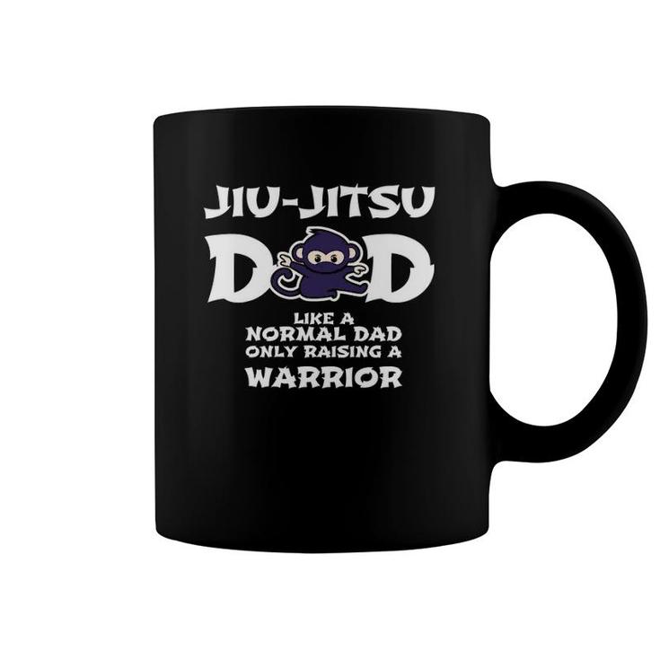 Mens Jiu Jitsu Dad Raising A Warrior Funny Fathers Day Jiu-Jitsu Coffee Mug