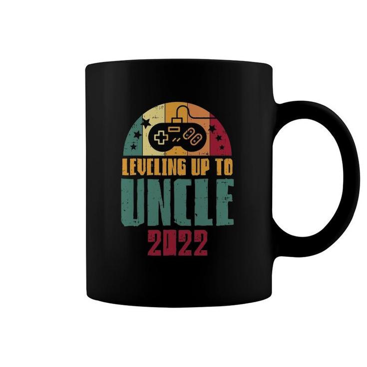 Mens Leveling Up To Uncle 2022 Retro Pregnancy Reveal Gamer Gift Coffee Mug