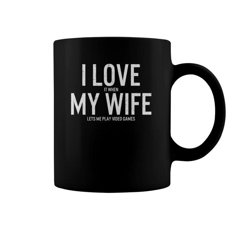 Mens Love My Wife Video Games Funny Gamer Dad-Dy Papa Pops Father Coffee Mug