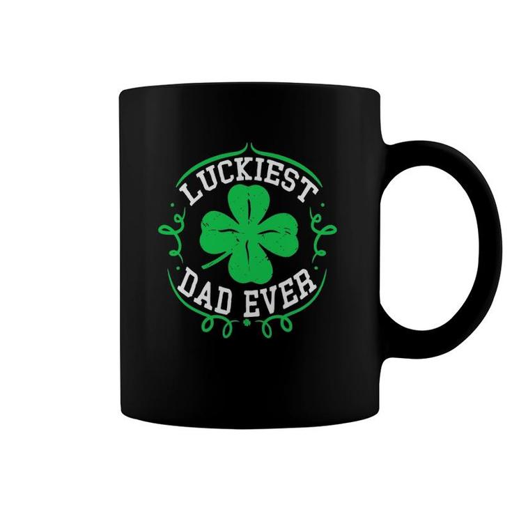 Mens Luckiest Dad Ever  Funny St Patrick's Day Daddy Gift Men Coffee Mug