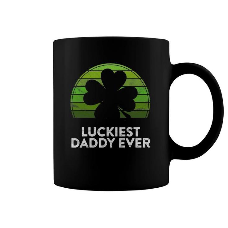 Mens Luckiest Daddy Ever Shamrock Sunset St Patrick's Day Dad Coffee Mug