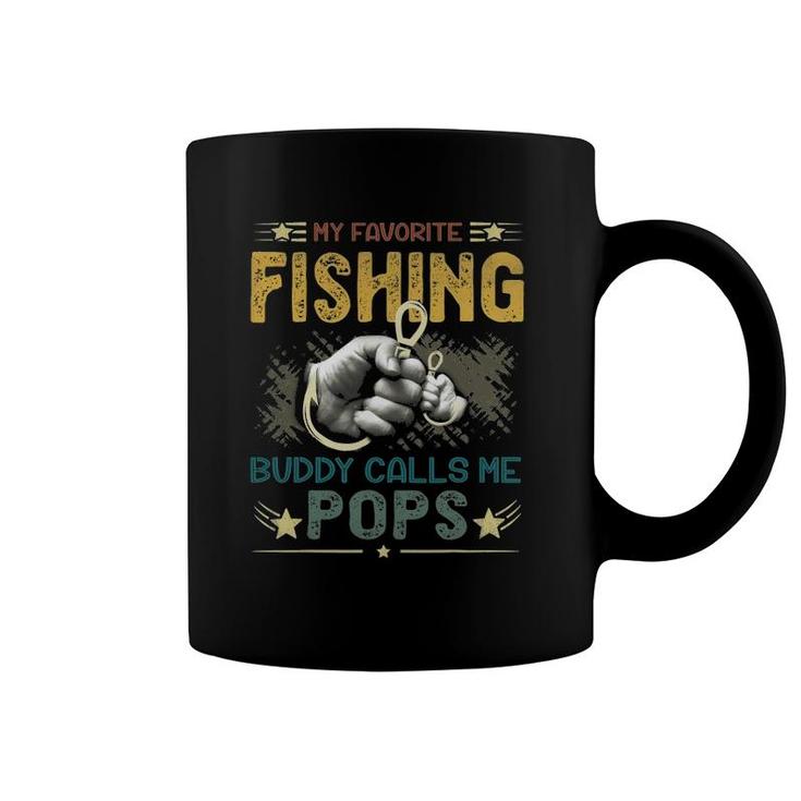Mens Mens My Favorite Fishing Buddy Calls Me Pops Fathers Day Coffee Mug