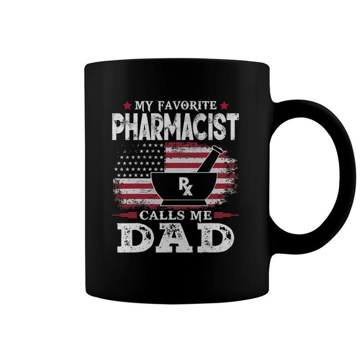 Mens My Favorite Pharmacist Calls Me Dad Usa Flag Father's Day Coffee Mug