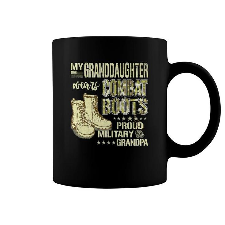 Mens My Granddaughter Wears Combat Boots Proud Military Grandpa  Coffee Mug