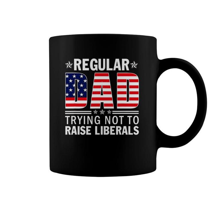 Mens Normal Dad Trying Not To Raise Liberals Vintage Us Flag Coffee Mug