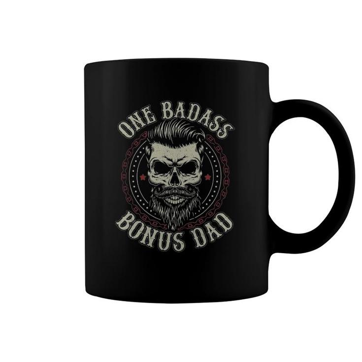 Mens One Badass Bonus Dad Step Dad Father's Day Tee Coffee Mug