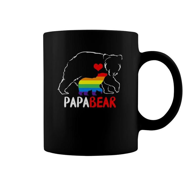Mens Papa Bear Proud Dad Daddy Rainbow Flag Lgbt Pride Father Day Coffee Mug