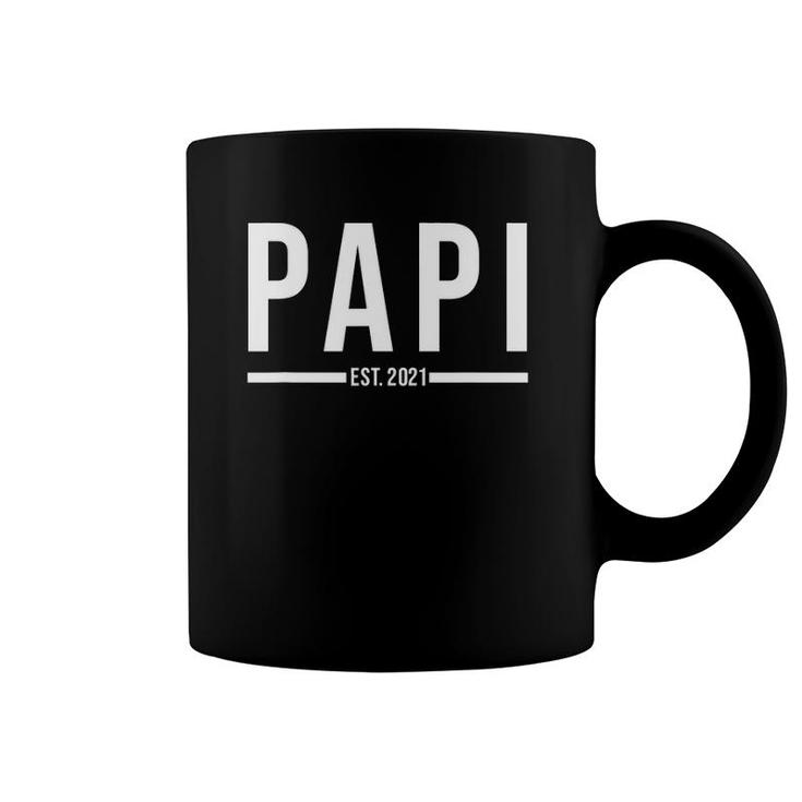 Mens Papi Est 2021 First Time Grandpa New Baby Family Coffee Mug
