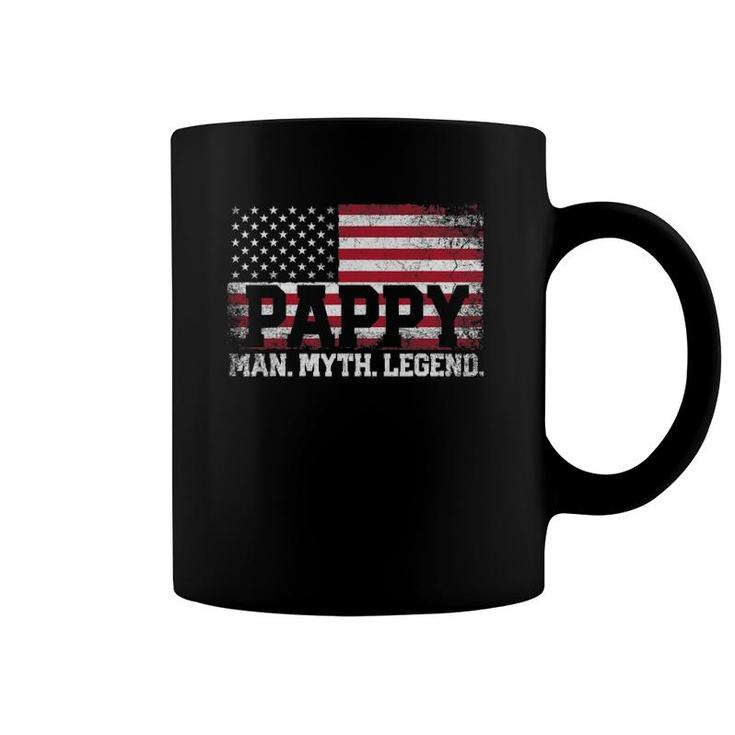 Mens Pappy The Man Myth Legend American Flag Father's Day Coffee Mug
