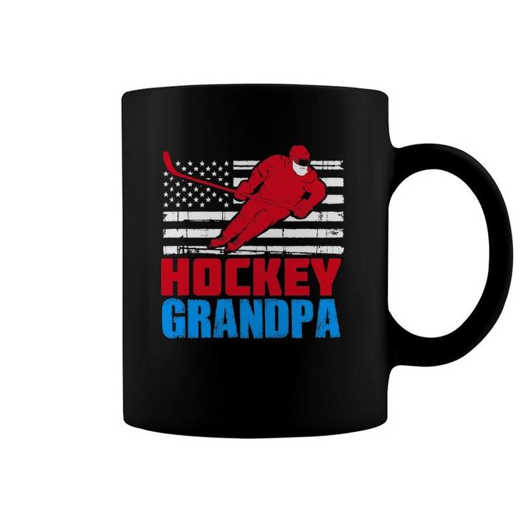 Mens Patriotic American Flag Usa Ice Hockey Grandpa Gift Coffee Mug