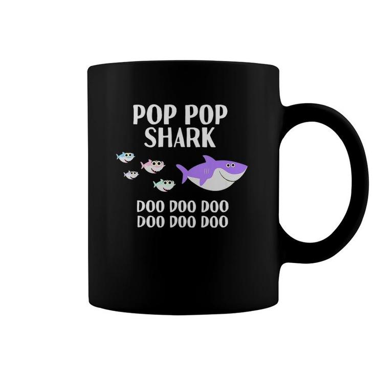 Mens Pop Pop Shark Doo Doo Funny Father's Day Gift For Grandpa  Coffee Mug