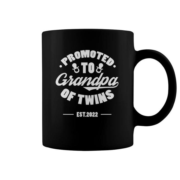 Mens Promoted To Grandpa Of Twins Est 2022 Grandfather Pregnancy Coffee Mug