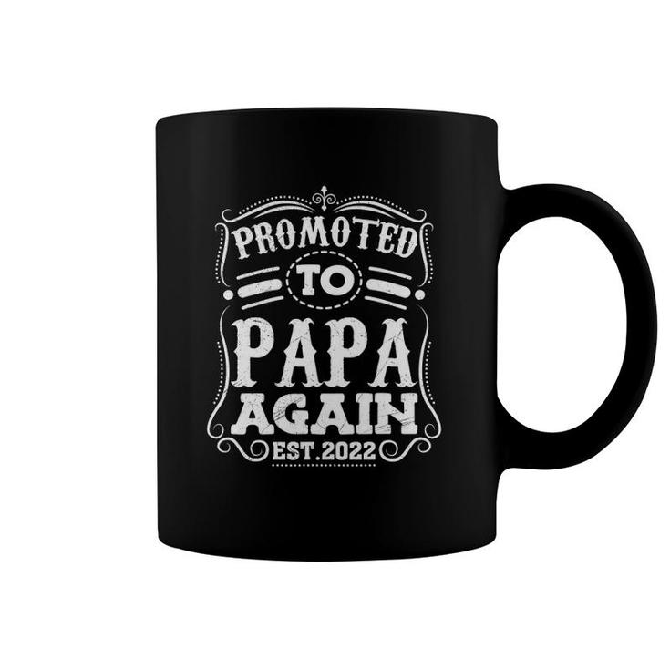 Mens Promoted To Papa Again Father 2022 Expectant Dad Coffee Mug