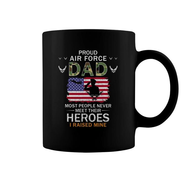 Mens Proud Air Force Dad I Raised My Heroes Camouflage Army Coffee Mug