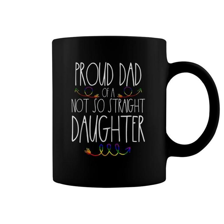 Mens Proud Dad Of A Gay Daughter Lgbtq Ally Pride Free Dad Hugs  Coffee Mug