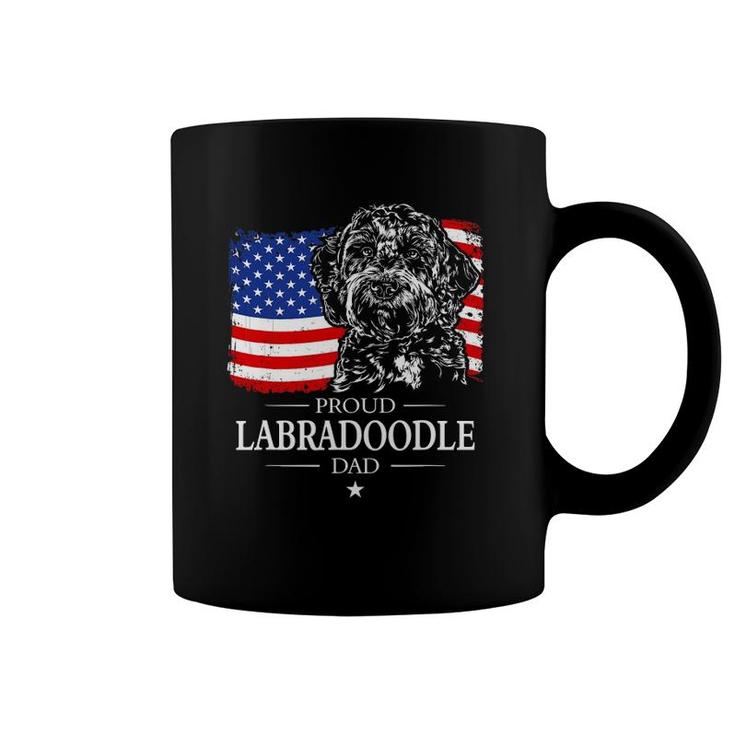 Mens Proud Labradoodle Dad American Flag Patriotic Dog Gift Coffee Mug