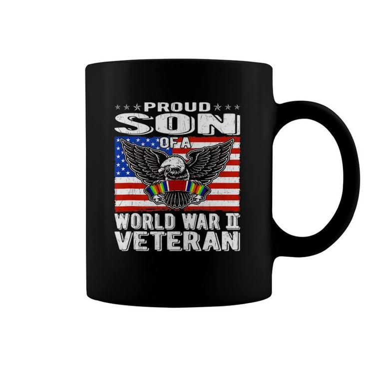 Mens Proud Son Of A World War 2 Veteran Patriotic Ww2 Family Gift  Coffee Mug