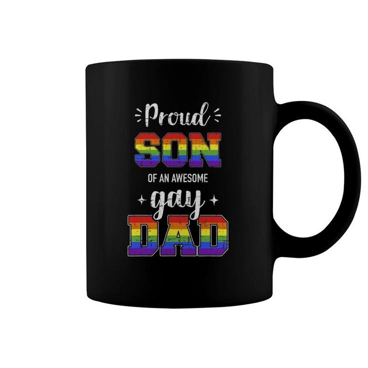 Mens Proud Son Of Awesome Gay Dad Rainbow Pride Month Family Coffee Mug