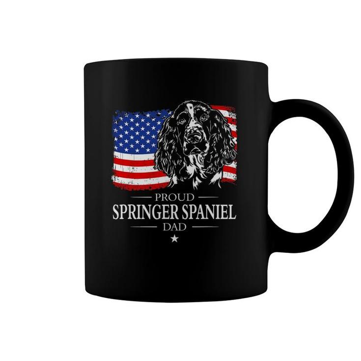 Mens Proud Springer Spaniel Dad American Flag Patriotic Dog Gift Coffee Mug