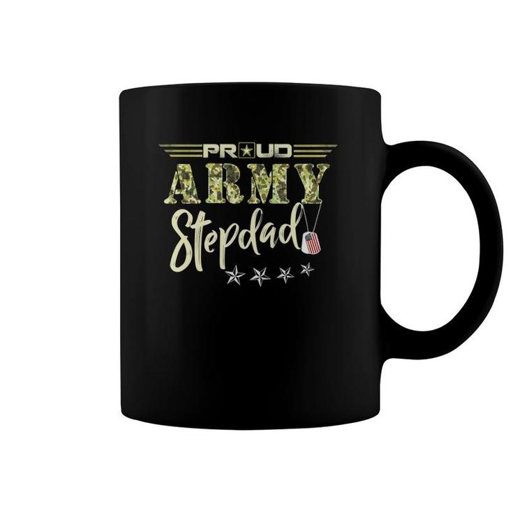 Mens Proud Us Army Stepdad Camouflage Military Pride Coffee Mug