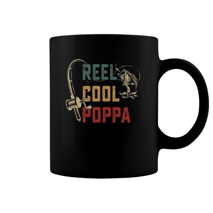 Mens Reel Cool Poppa Vintage Fisherman Father's Day Coffee Mug