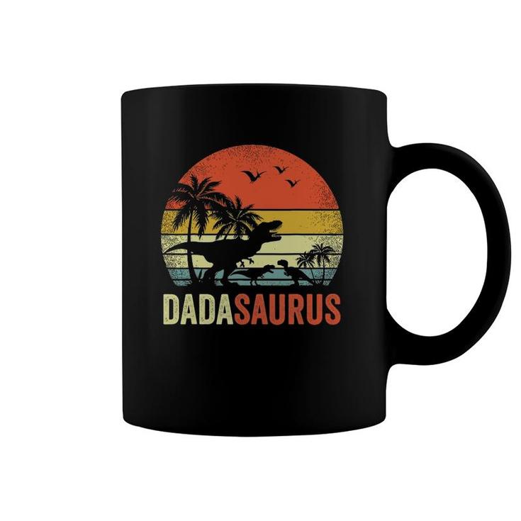 Mens Retro Vintage Dadasaurus 2 Two Kidsrex Daddy Coffee Mug