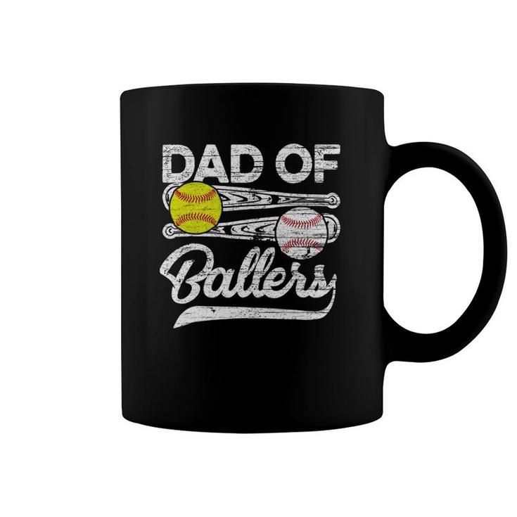 Mens Retro Vintage Father's Day Dad Softball Baseball Lover Coffee Mug