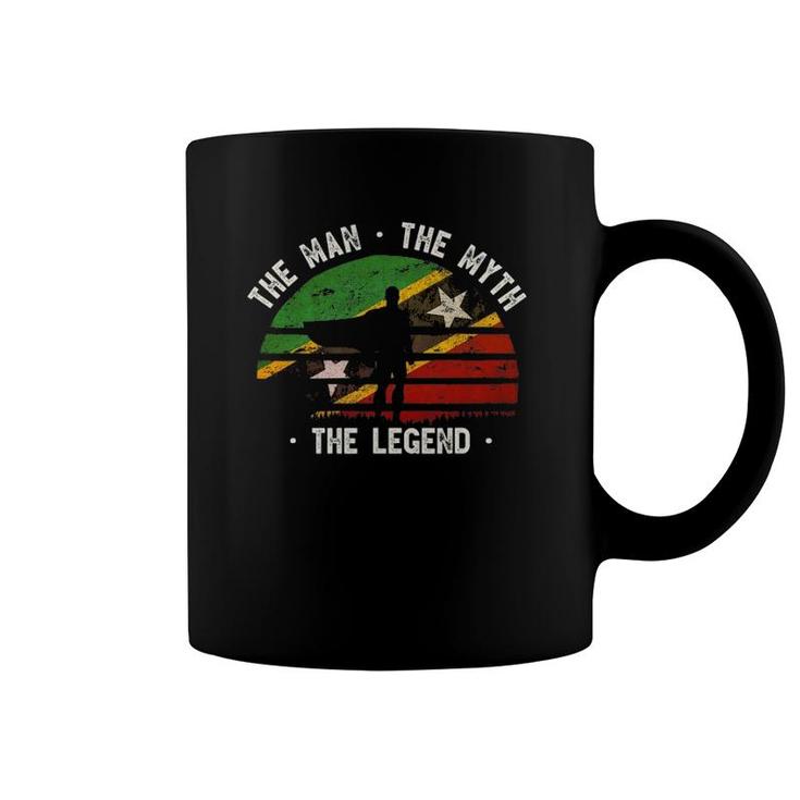 Mens Saint Kitts & Nevis Man Myth Legendhero Vintage Flag Coffee Mug