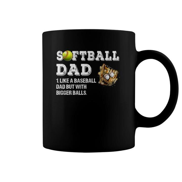 Mens Softball Dad Like A Baseball Dad But With Bigger Balls Coffee Mug