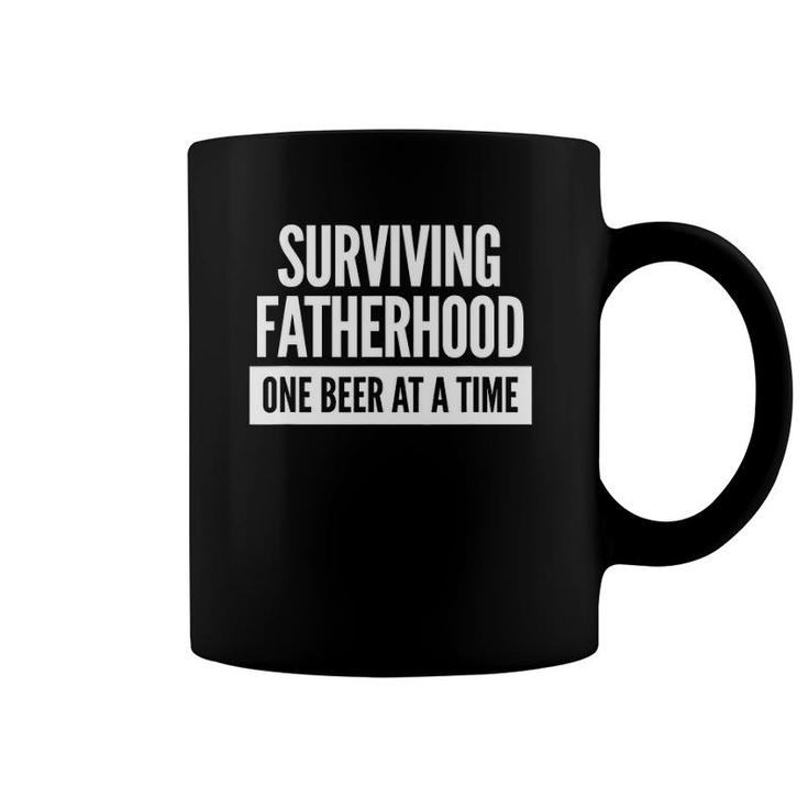 Mens Surviving Fatherhood One Beer At A Time Coffee Mug