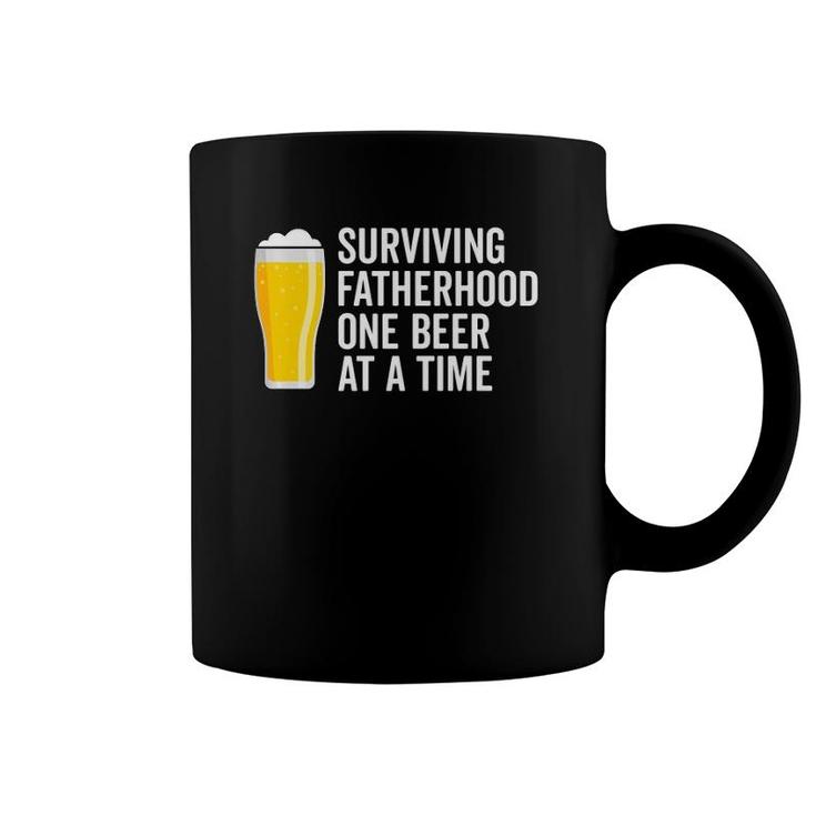 Mens Surviving Fatherhood One Beer At A Time Cool Fathers Day  Coffee Mug