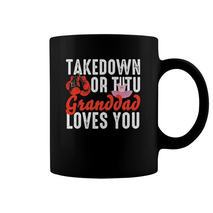 Mens Takedown Or Tutu Granddad Loves You Boxing Gender Reveal Coffee Mug