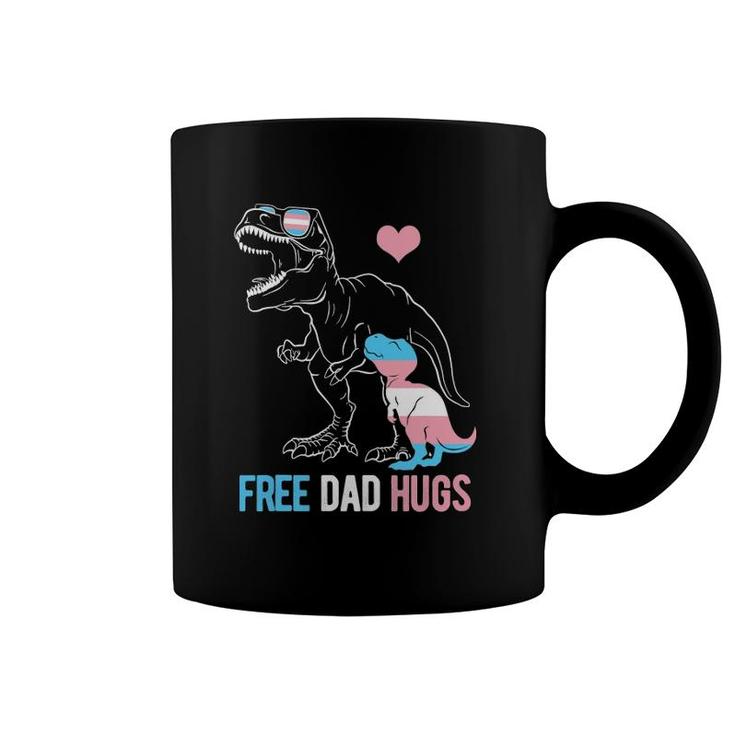 Mens Trans Free Dad Hugs Dinosaur Rex Daddy Transgender Pride Coffee Mug